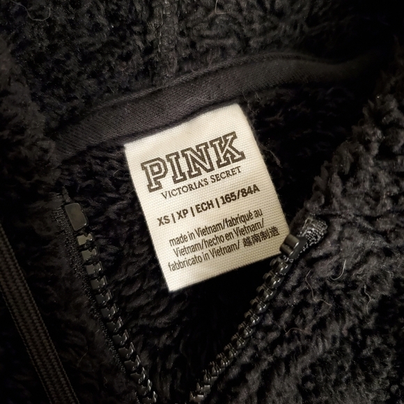 Victoria' Secret PINK Teddy Quarter Zip Pullover Womens XS Black - Picture 4 of 6